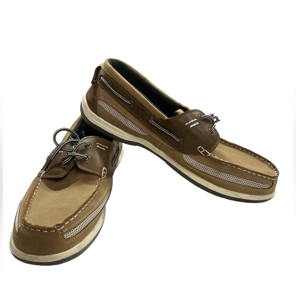 Island Surf Company Men’s Tan Boat Deck Shoes Size 14 Nice Condition